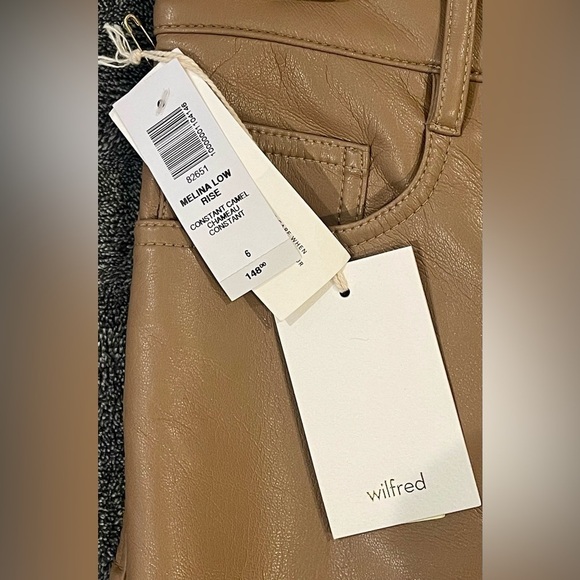 ARITZIA WILFRED Melina Low Rise Vegan Leather Pants in Constant Camel - Picture 6 of 15